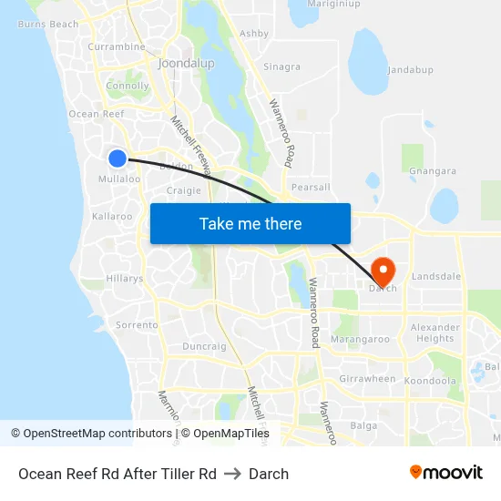 Ocean Reef Rd After Tiller Rd to Darch map
