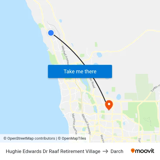 Hughie Edwards Dr Raaf Retirement Village to Darch map