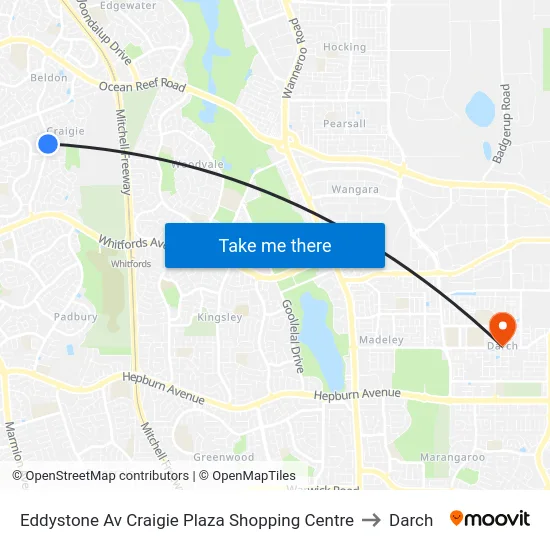 Eddystone Av Craigie Plaza Shopping Centre to Darch map