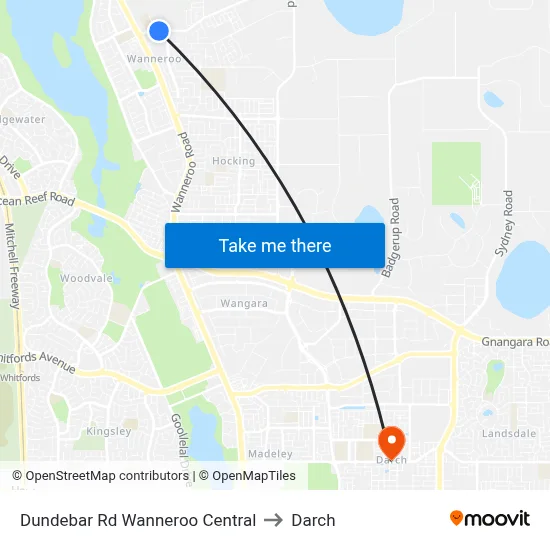 Dundebar Rd Wanneroo Central to Darch map