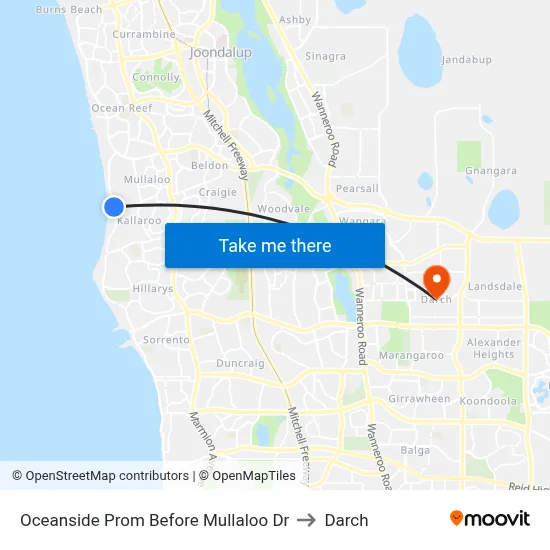 Oceanside Prom Before Mullaloo Dr to Darch map