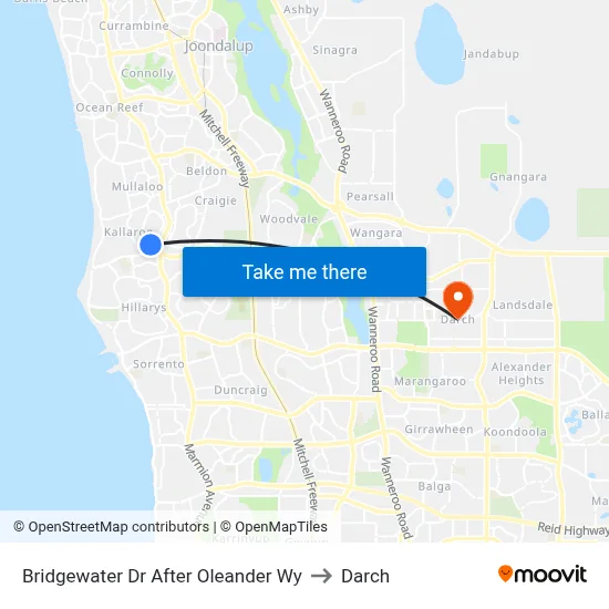 Bridgewater Dr After Oleander Wy to Darch map