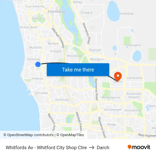 Whitfords Av - Whitford City Shop Ctre to Darch map