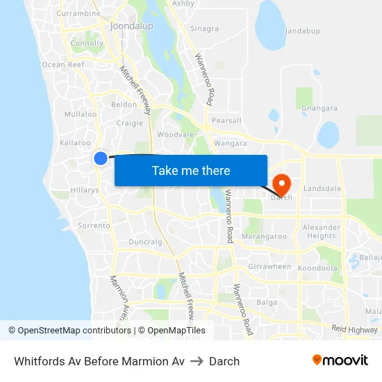 Whitfords Av Before Marmion Av to Darch map