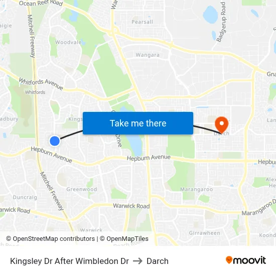 Kingsley Dr After Wimbledon Dr to Darch map
