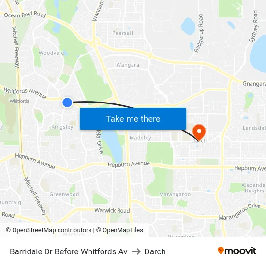 Barridale Dr Before Whitfords Av to Darch map