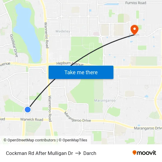 Cockman Rd After Mulligan Dr to Darch map
