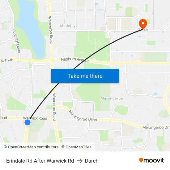 Erindale Rd After Warwick Rd to Darch map