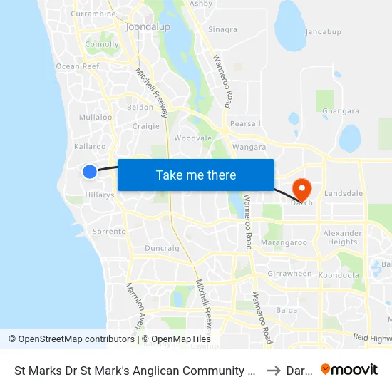 St Marks Dr St Mark's Anglican Community School to Darch map