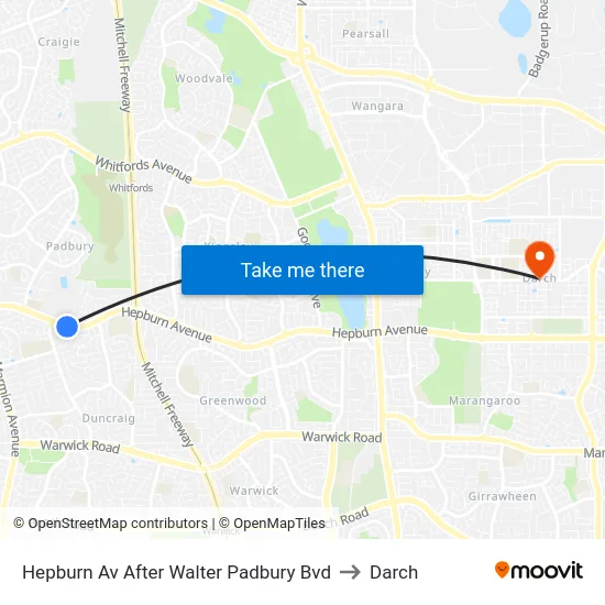 Hepburn Av After Walter Padbury Bvd to Darch map