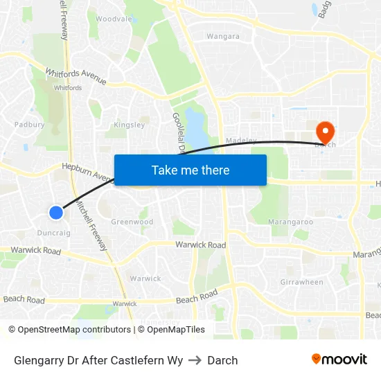 Glengarry Dr After Castlefern Wy to Darch map