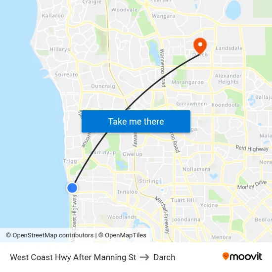 West Coast Hwy After Manning St to Darch map