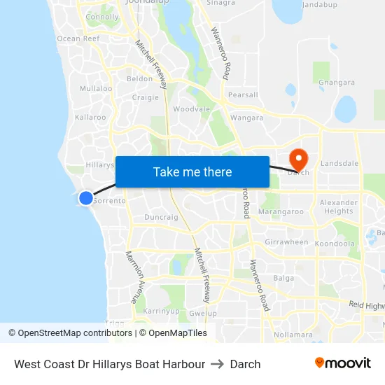 West Coast Dr Hillarys Boat Harbour to Darch map