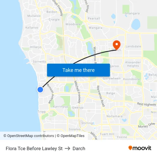 Flora Tce Before Lawley St to Darch map