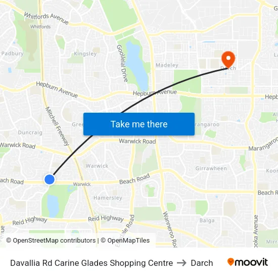 Davallia Rd Carine Glades Shopping Centre to Darch map
