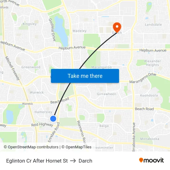 Eglinton Cr After Hornet St to Darch map