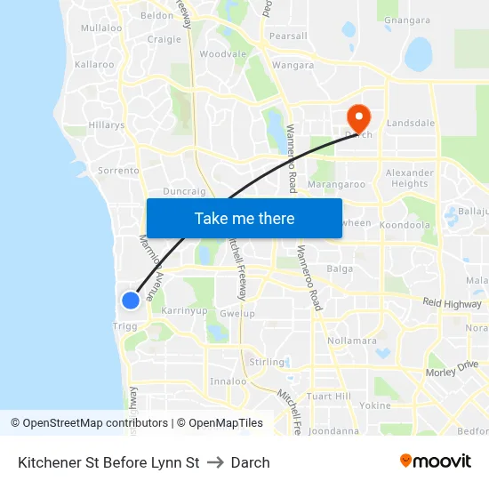 Kitchener St Before Lynn St to Darch map