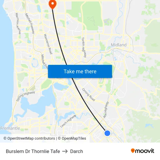 Burslem Dr Thornlie Tafe to Darch map