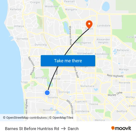 Barnes St Before Huntriss Rd to Darch map