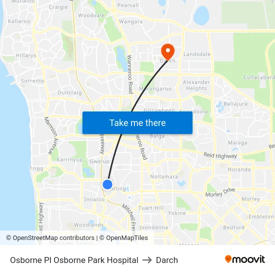 Osborne Pl Osborne Park Hospital to Darch map
