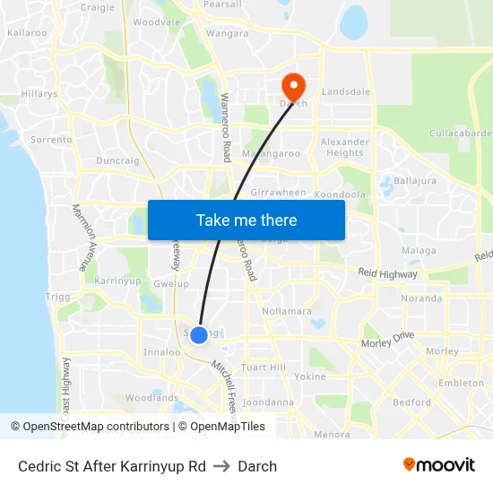 Cedric St After Karrinyup Rd to Darch map