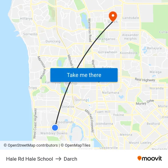 Hale Rd Hale School to Darch map