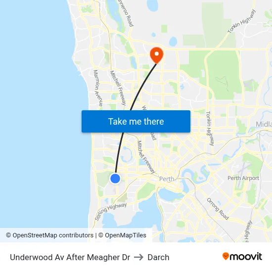Underwood Av After Meagher Dr to Darch map