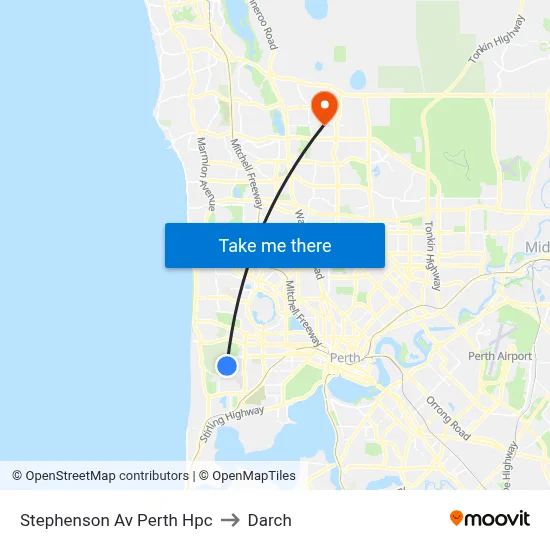Stephenson Av Perth Hpc to Darch map