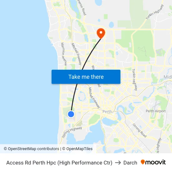 Access Rd Perth Hpc (High Performance Ctr) to Darch map