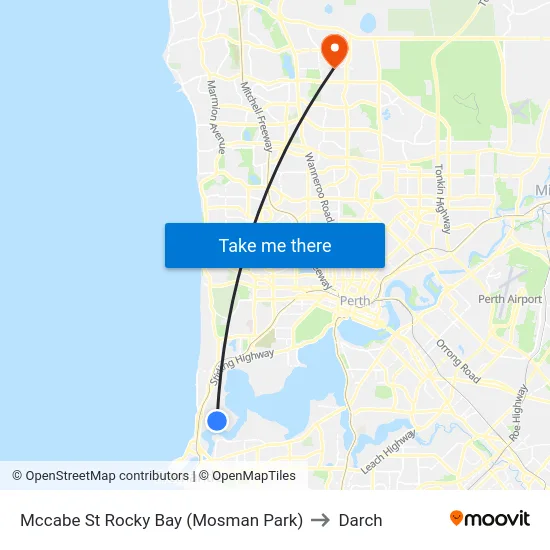 Mccabe St Rocky Bay (Mosman Park) to Darch map