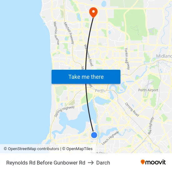 Reynolds Rd Before Gunbower Rd to Darch map