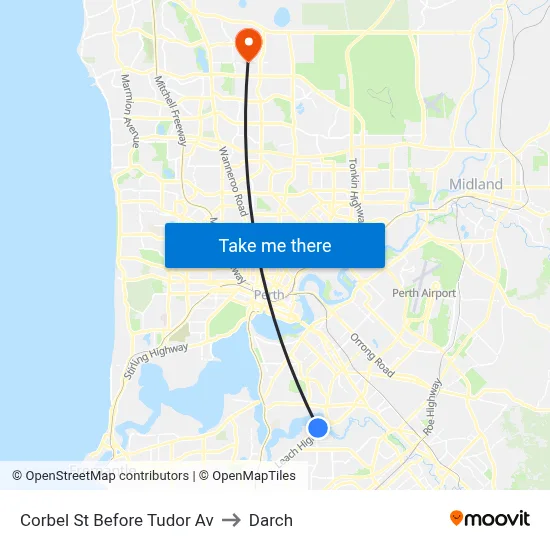 Corbel St Before Tudor Av to Darch map