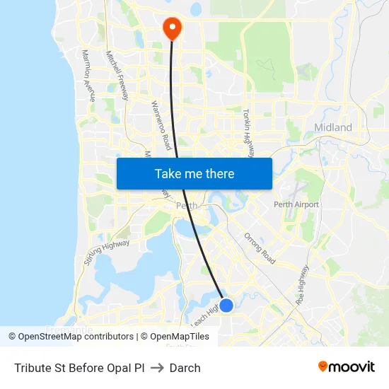 Tribute St Before Opal Pl to Darch map