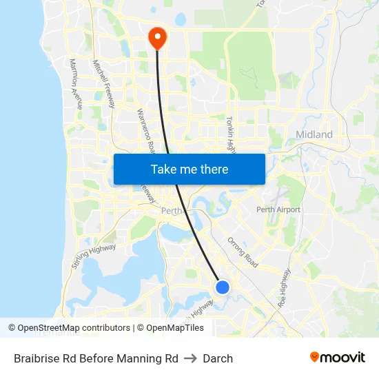 Braibrise Rd Before Manning Rd to Darch map