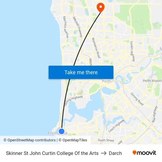 Skinner St John Curtin College Of the Arts to Darch map