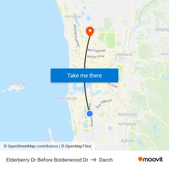 Elderberry Dr Before Bolderwood Dr to Darch map