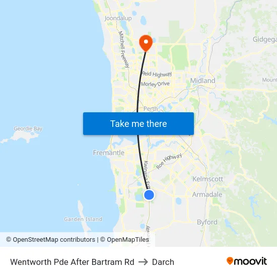 Wentworth Pde After Bartram Rd to Darch map