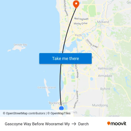 Gascoyne Way Before Wooramel Wy to Darch map