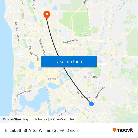 Elizabeth St After William St to Darch map