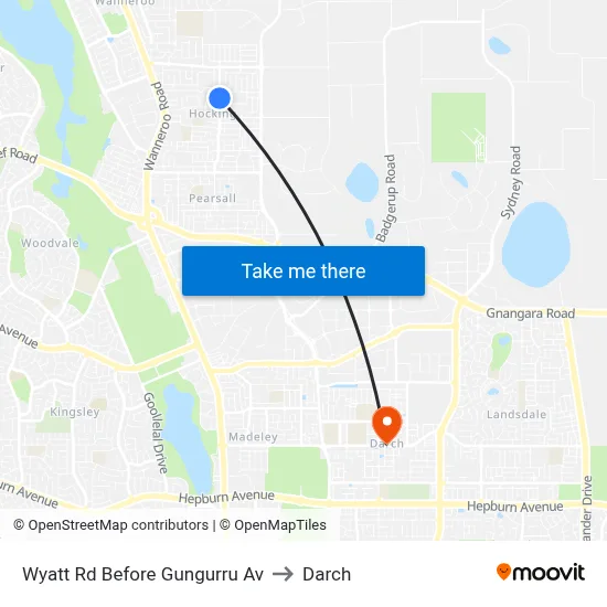Wyatt Rd Before Gungurru Av to Darch map