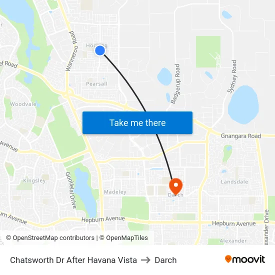 Chatsworth Dr After Havana Vista to Darch map