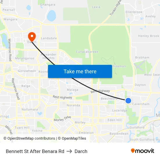 Bennett St After Benara Rd to Darch map