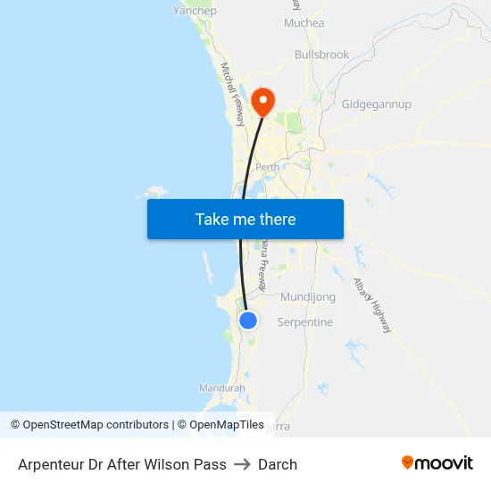 Arpenteur Dr After Wilson Pass to Darch map