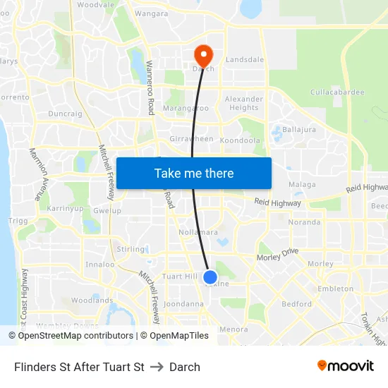 Flinders St After Tuart St to Darch map