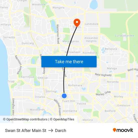 Swan St After Main St to Darch map