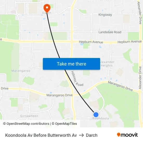 Koondoola Av Before Butterworth Av to Darch map