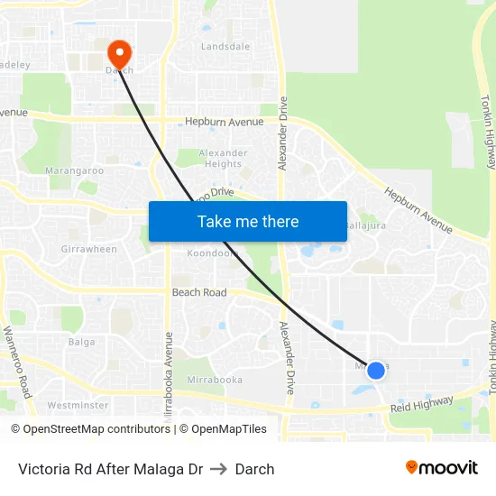 Victoria Rd After Malaga Dr to Darch map