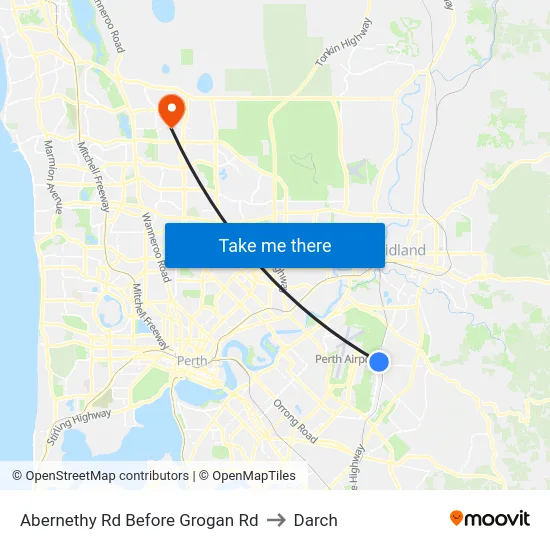 Abernethy Rd Before Grogan Rd to Darch map