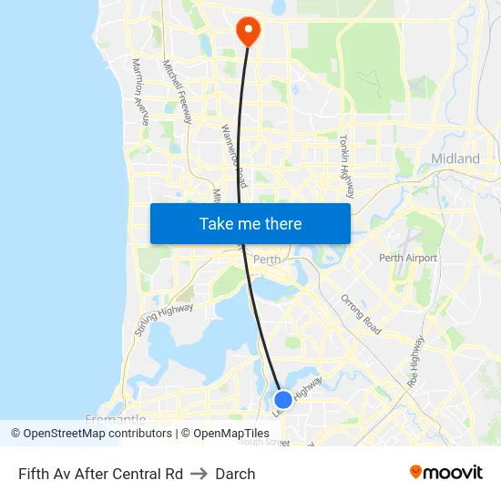 Fifth Av After Central Rd to Darch map