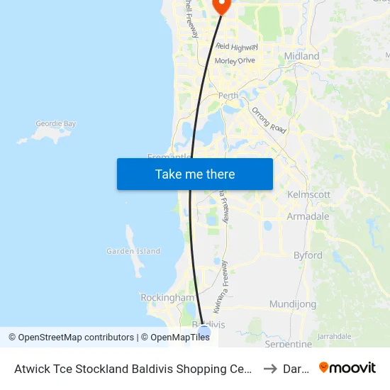 Atwick Tce Stockland Baldivis Shopping Centre to Darch map